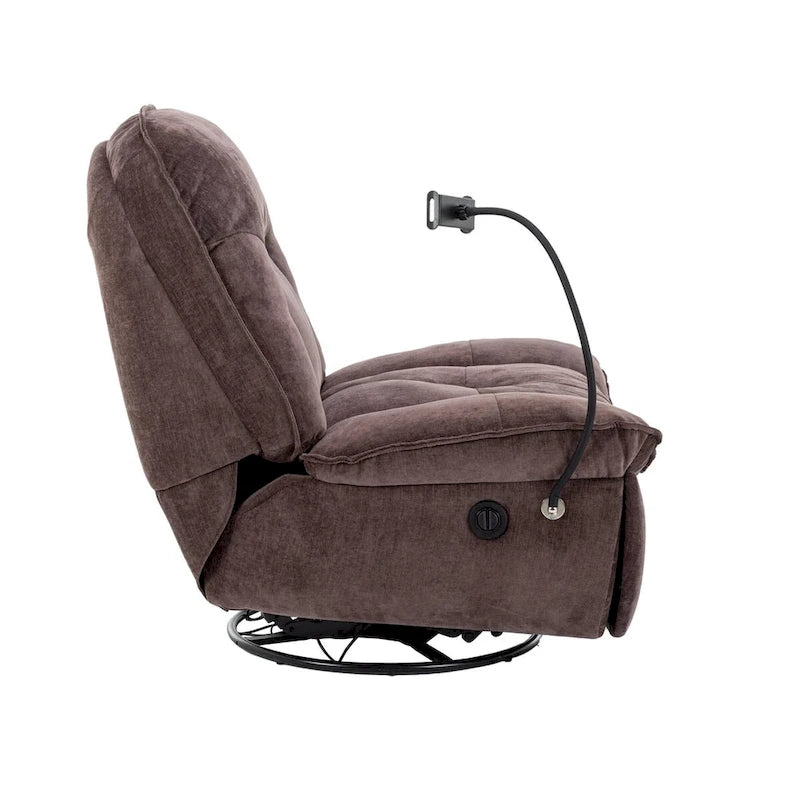 Fauteuil inclinable pivotant en tissu bronzant avec support pour téléphone portable