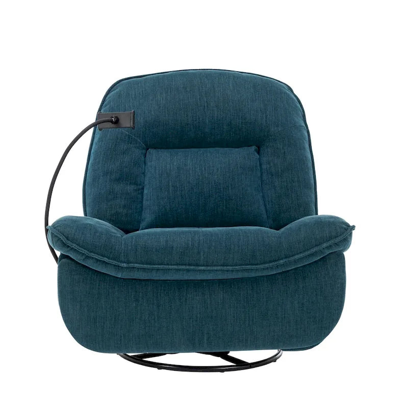 Fauteuil inclinable pivotant en tissu bronzant avec support pour téléphone portable