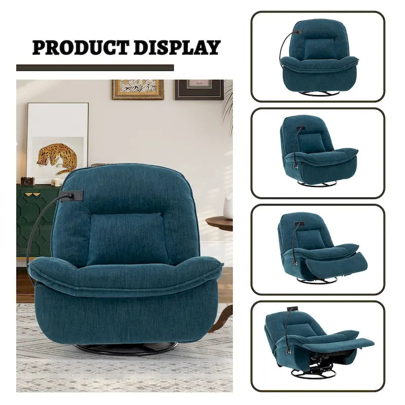 Fauteuil inclinable pivotant en tissu bronzant avec support pour téléphone portable