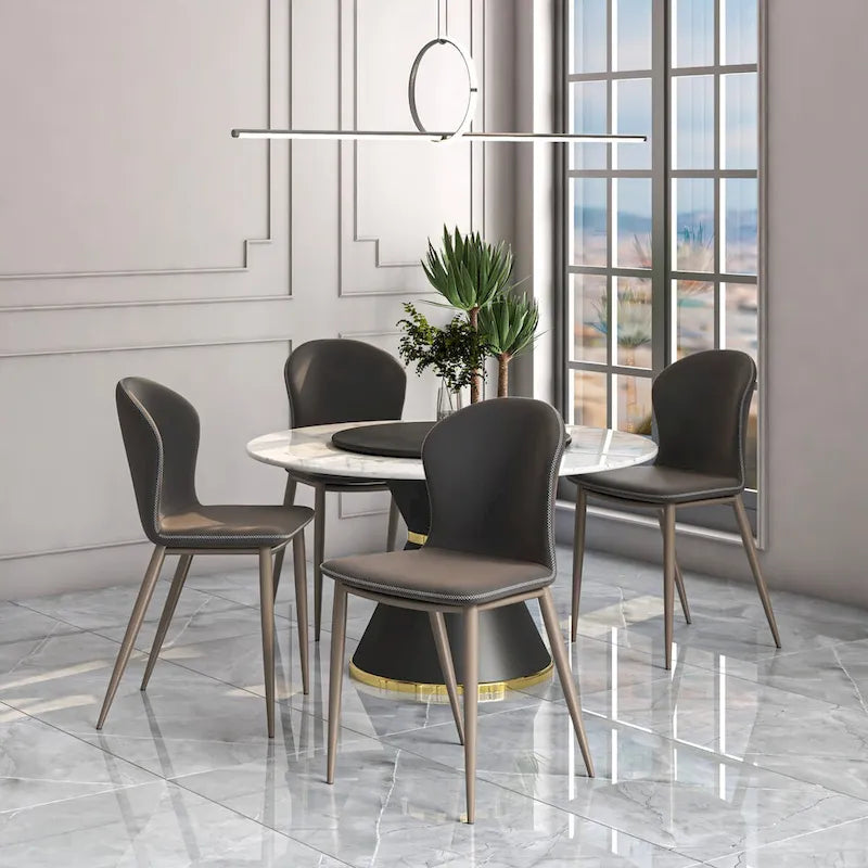 Chaise de salle à manger moderne en tissu rembourré avec pieds en métal