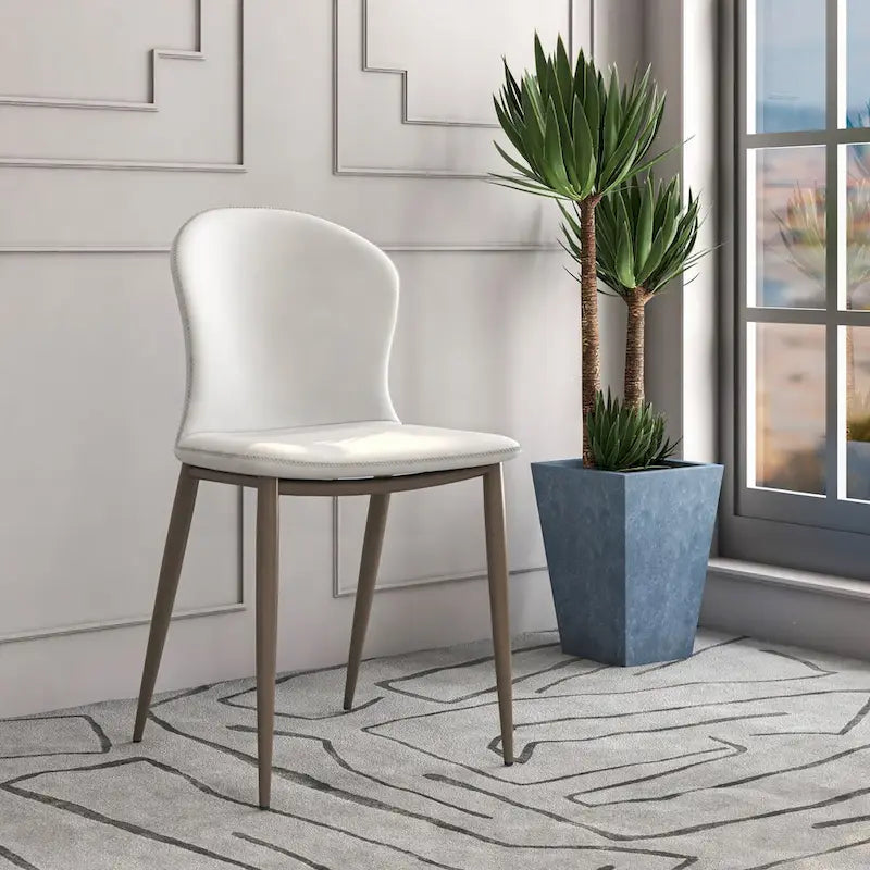 Chaise de salle à manger moderne en tissu rembourré avec pieds en métal