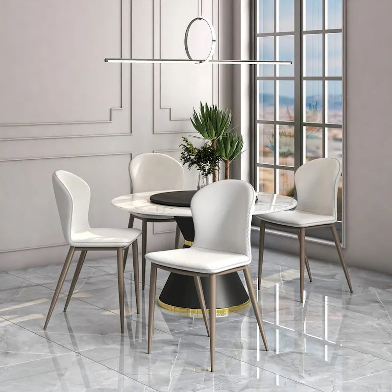 Chaise de salle à manger moderne en tissu rembourré avec pieds en métal