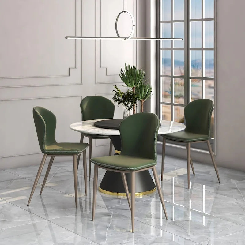 Chaise de salle à manger moderne en tissu rembourré avec pieds en métal