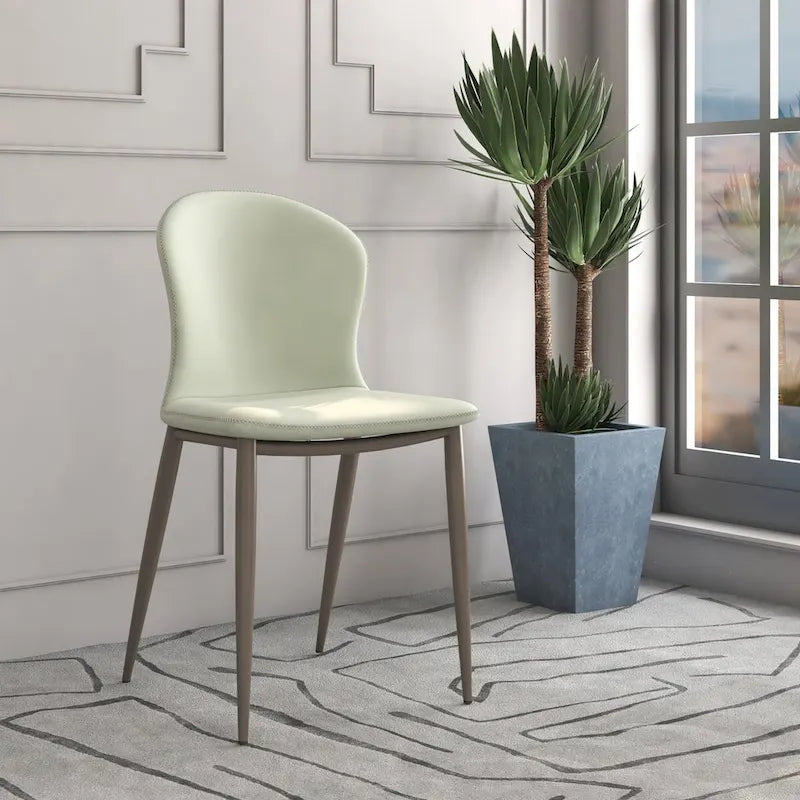 Chaise de salle à manger moderne en tissu rembourré avec pieds en métal
