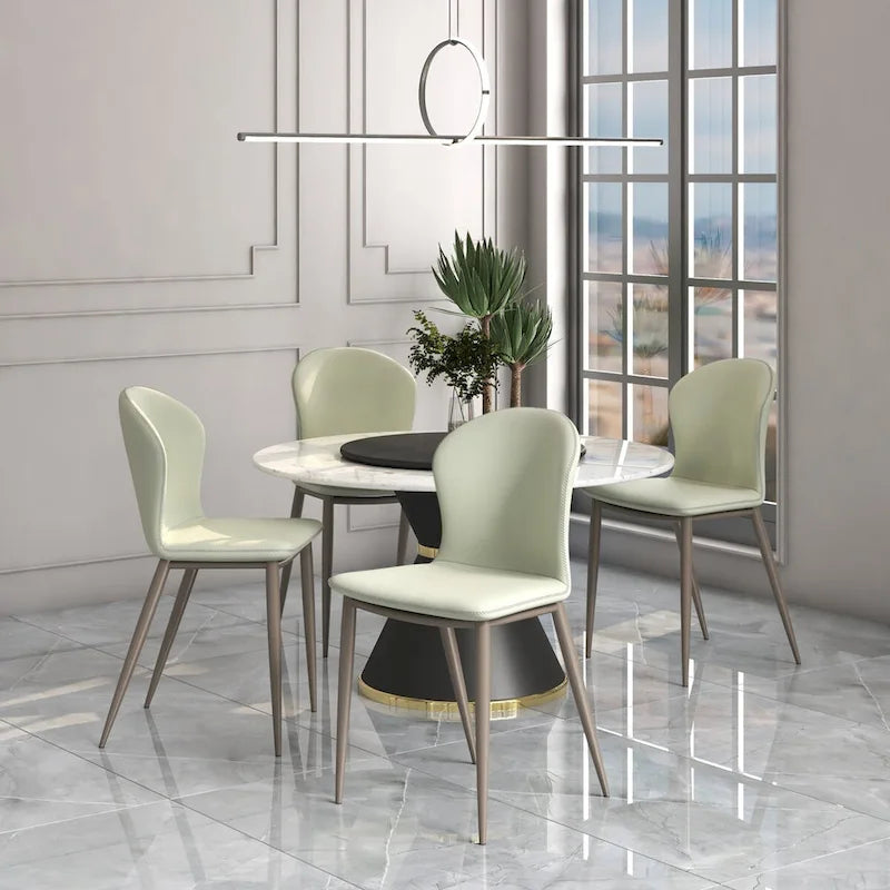 Chaise de salle à manger moderne en tissu rembourré avec pieds en métal