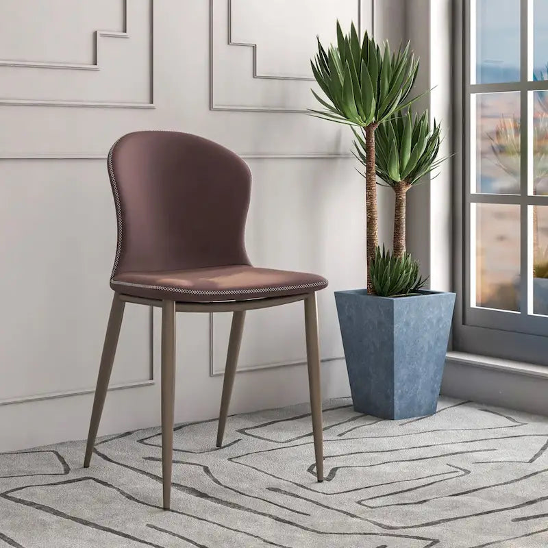 Chaise de salle à manger moderne en tissu rembourré avec pieds en métal