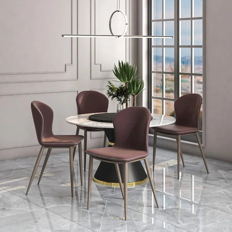 Chaise de salle à manger moderne en tissu rembourré avec pieds en métal