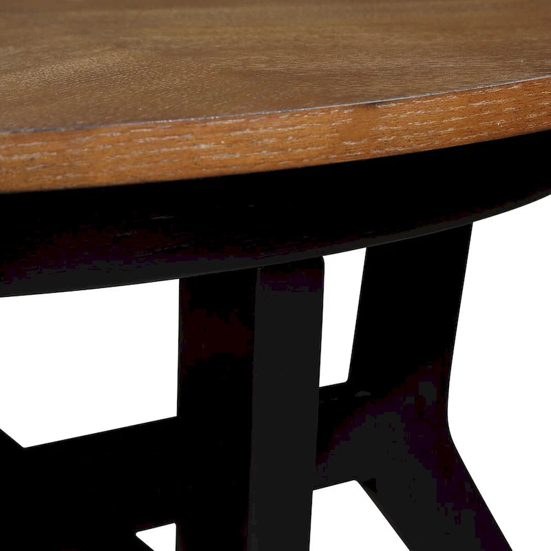 Table basse ronde en bois de 32 pouces pour salon, style ferme moderne du milieu du siècle
