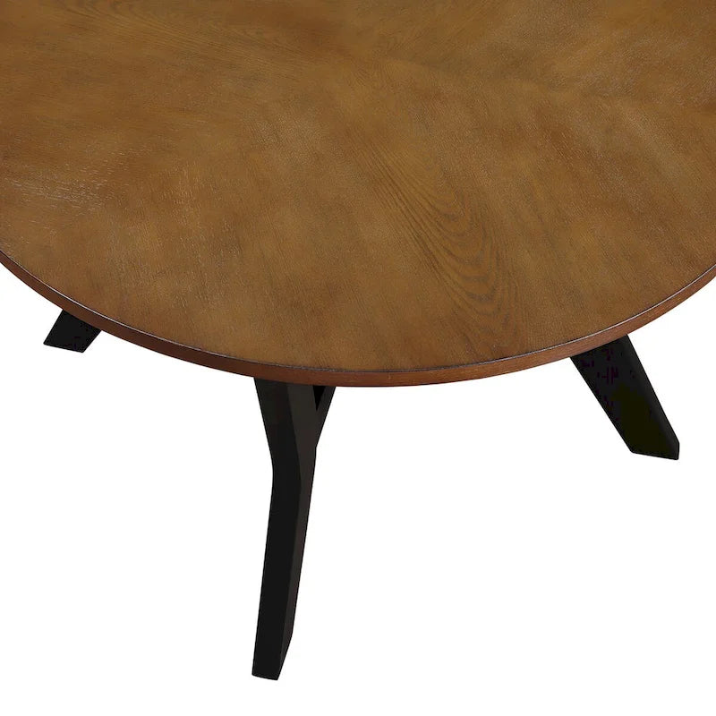 Table basse ronde en bois de 32 pouces pour salon, style ferme moderne du milieu du siècle