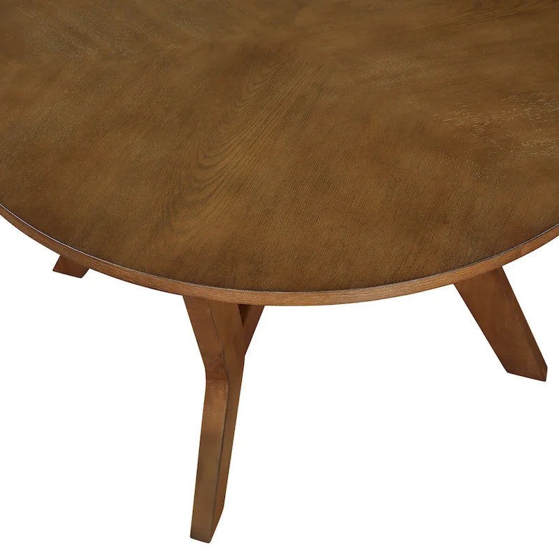 Table basse ronde en bois de 32 pouces pour salon, style ferme moderne du milieu du siècle