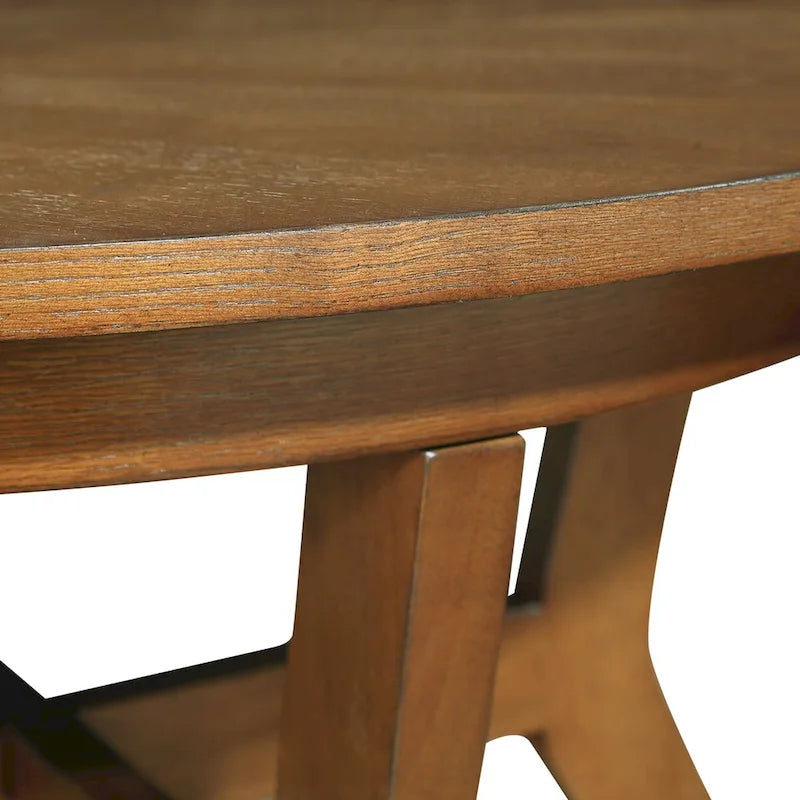 Table basse ronde en bois de 32 pouces pour salon, style ferme moderne du milieu du siècle