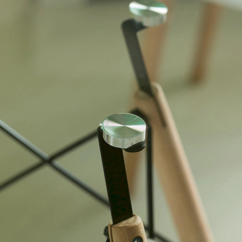 Table à manger d'appoint ronde avec plateau en verre transparent et 4 pieds en bois de hêtre massif