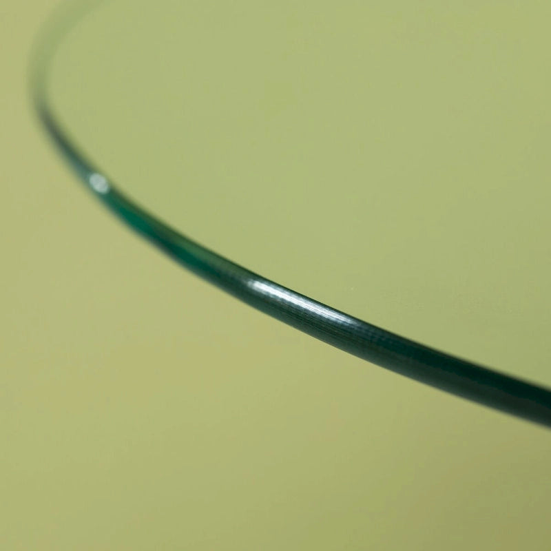 Table à manger d'appoint ronde avec plateau en verre transparent et 4 pieds en bois de hêtre massif