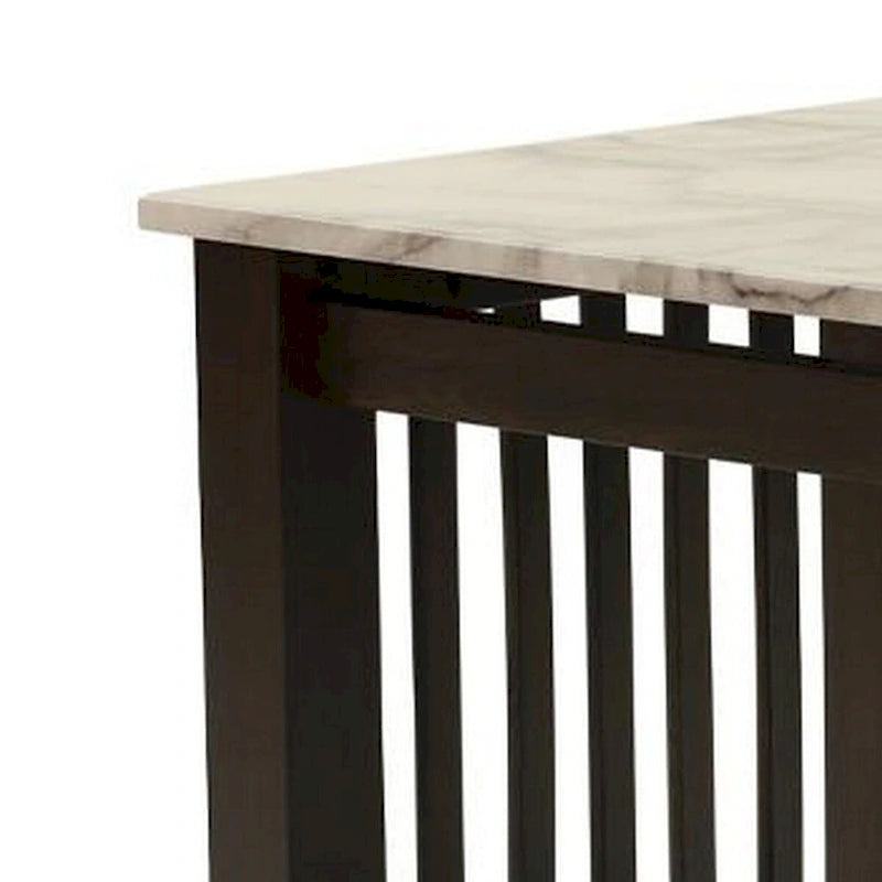 Table d'appoint de 21 po, faux marbre blanc, étagère inférieure, bois noir