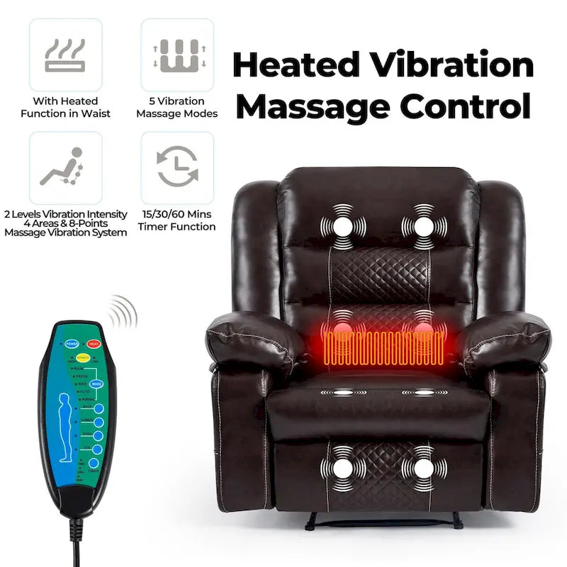 Fauteuil inclinable de massage en cuir respirant Canapé inclinable manuel pour salon