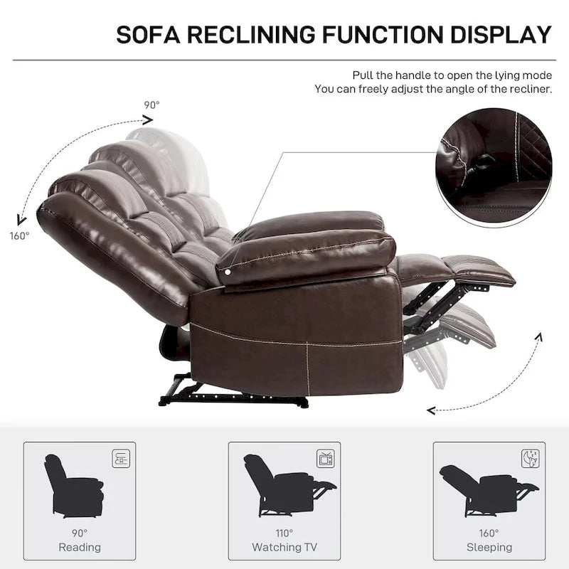 Fauteuil inclinable de massage en cuir respirant Canapé inclinable manuel pour salon