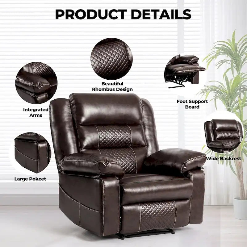 Fauteuil inclinable de massage en cuir respirant Canapé inclinable manuel pour salon