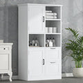 Meuble de rangement de salle de bain avec 2 portes, 2 tiroirs, étagère ouverte et étagère réglable
