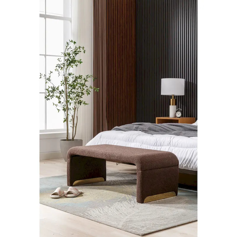 Banc avec pieds en métal doré