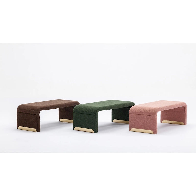 Banc avec pieds en métal doré