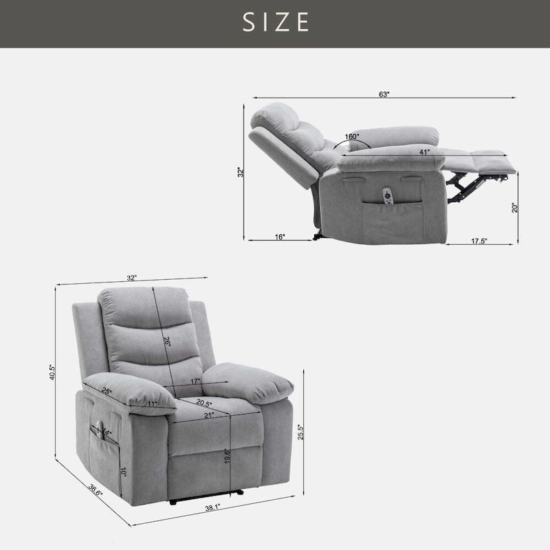 Fauteuil inclinable électrique avec fonction de massage réglable