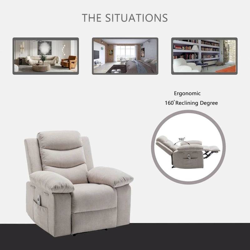 Fauteuil inclinable électrique avec fonction de massage réglable