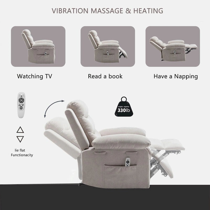 Fauteuil inclinable électrique avec fonction de massage réglable