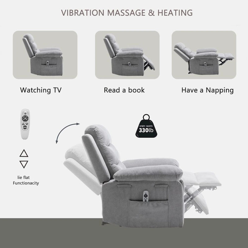 Fauteuil inclinable électrique avec fonction de massage réglable
