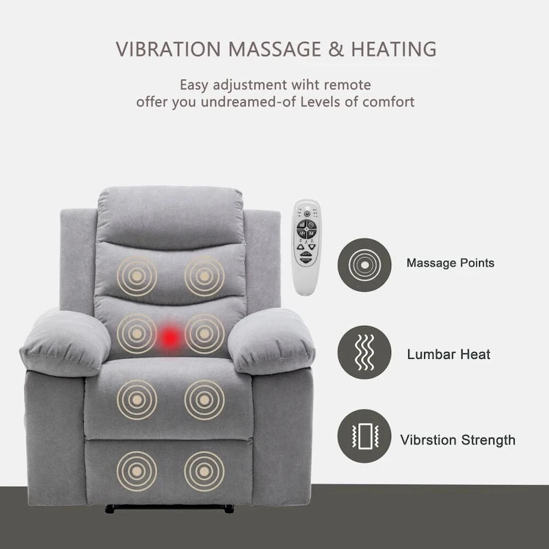 Fauteuil inclinable électrique avec fonction de massage réglable