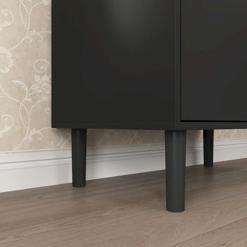 Meuble de rangement haut avec 2 portes vitrées et 2 portes, armoire moderne autoportante pour salle de bain, salle à manger ou salon