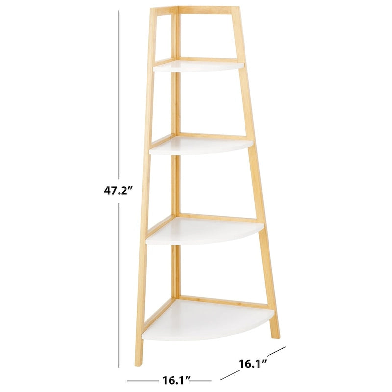 Étagère d'angle à 4 niveaux - Cadre en bambou